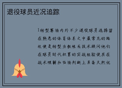 退役球员近况追踪